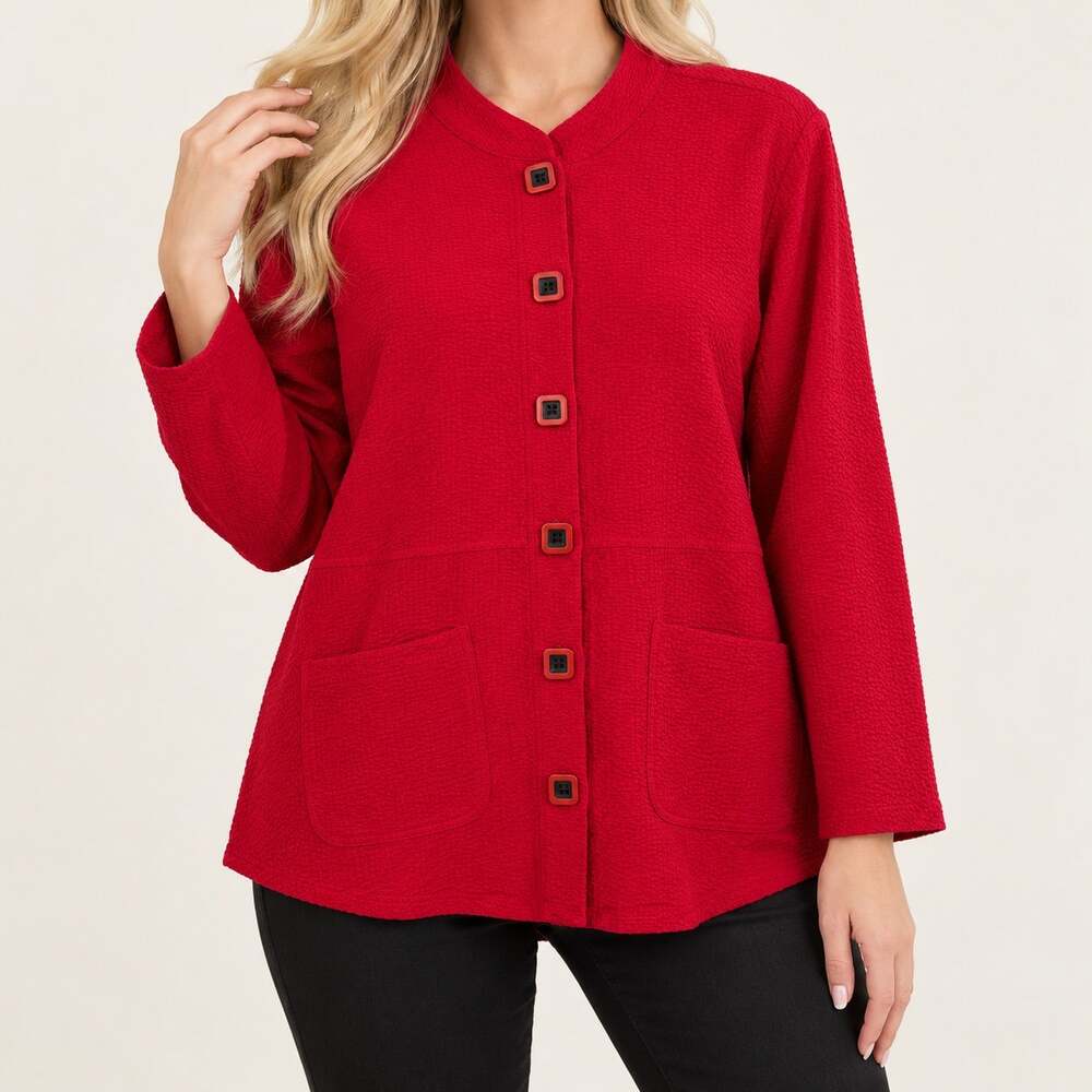 Habitat Sz Medium Red Wearable Art Unique Blouse Shirt Top Christmas Holiday